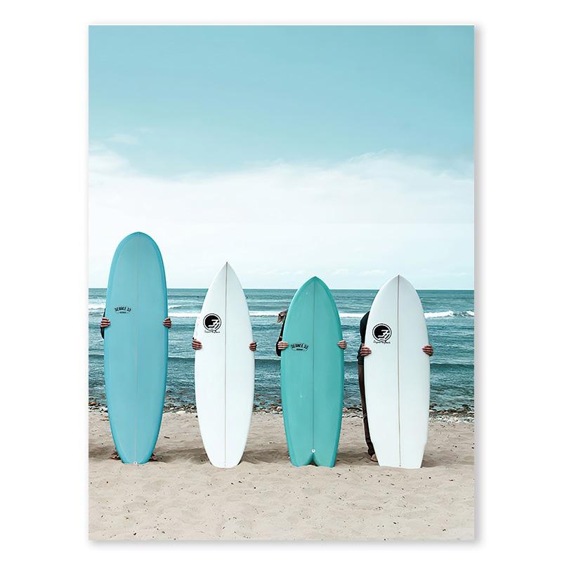 

Blue Beach Ocean Poster Wooden Bridge Starfish Surfboard Decor Canvas Painting Living Room Interior Wall Art Picture Home Decor 21cm×30cm NoFrame