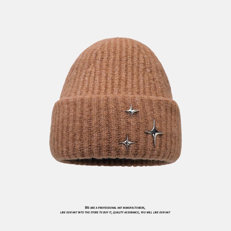 

Star knitted hat children s winter loose big head circumference warm ear protection wool hat versatile face small cold hat One Size