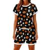 Women's Halloween Color-Block Print Casual 2-Piece Set - Holiday Themed Top and Pants for Women - Fun Cute Great for Parties