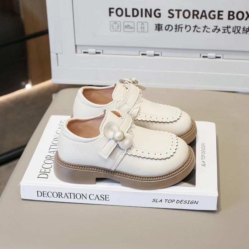 2024 New Girls Loafers Versatile Soft Bow Solid Color Lolita Style Children Fashion Princess Party Wedding Shoes Non-slip Cute