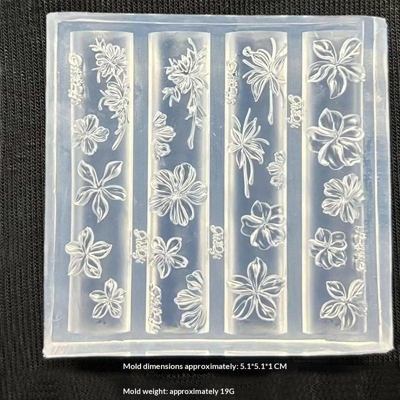 Blomster Neglekunst Form Silikone Fem-bladede Blomster Mønster Neglekunst Dekorationer Stereoskopisk Neglelak Påfyldningsform Relief