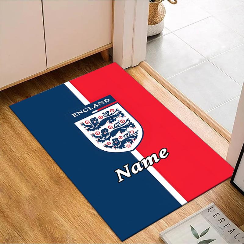 Custom Name England Heritage Crest Rug Game Carpet, Floor Mat for Bedroom Living Room Entryway Rug, Home Decor Idea Gift for Christmas birthday