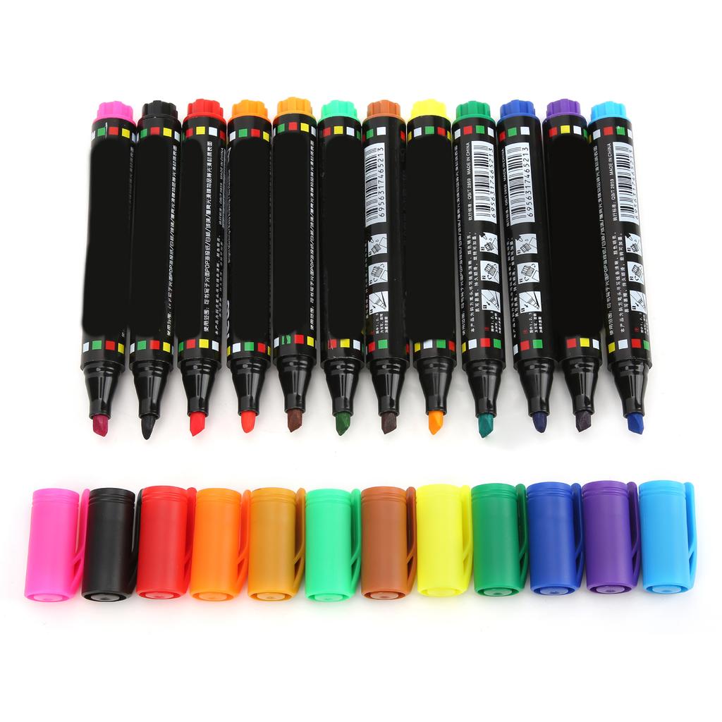 12Pcs Whiteboard Pen Multifunctional Colorful Fast Drying Painting Marker for Graffiti Writing