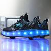 Runaway shoes boys four-wheel pulley shoes USB charging luminous shoes skates invisible variant burst shoes women