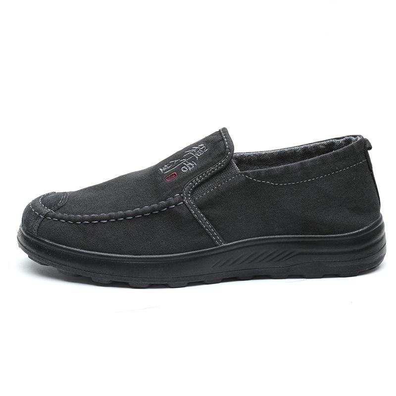 Men's Shoes Old Beijing Cloth Shoes Comfortable One-pedal Lazy Canvas Shoes Fashion Casual Shoes Middle-aged and Elderly Soft-soled Walking Shoes
