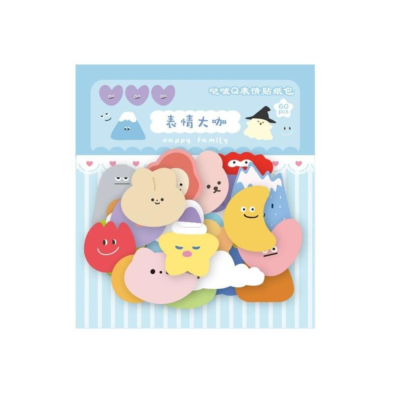 

60Pcs Cute Cartoon Stickers Transparent Pvc Waterproof Sticker Laptop Scrapbooking Stationery Diy Decoration Decals