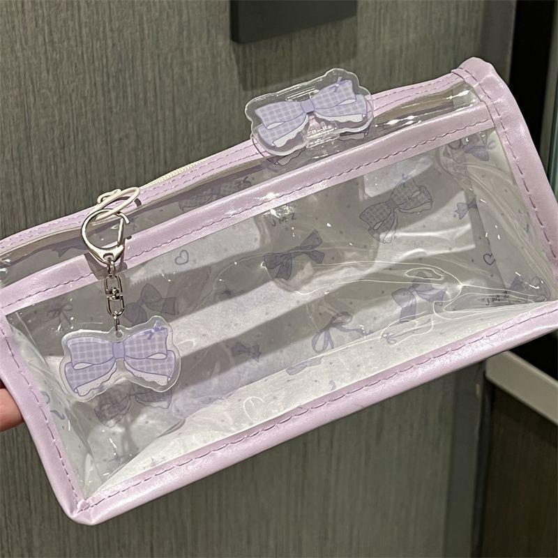 Cute Cartoon Translucent Pencil Case Double Layer Large Capacity Stationery Storage for Kids Students Art Class School Use