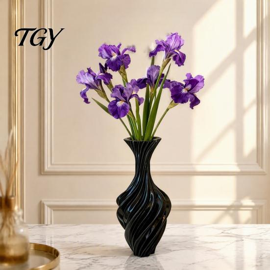 Stijlvolle Tuinpot 3D Geprinte Decoratieve Vaas, Gedraaid Spiraalontwerp, Minimalistische Tafelblad Moderne Persoonlijkheid Vaas voor Huis Hydroponische Bloem