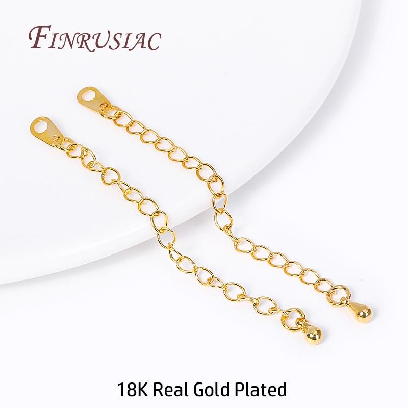 Brass Metal Extension Chain Connectors For DIY Necklace Bracelet Jewelry Making Findings 18K Gold Plated Chain Extender with Tag