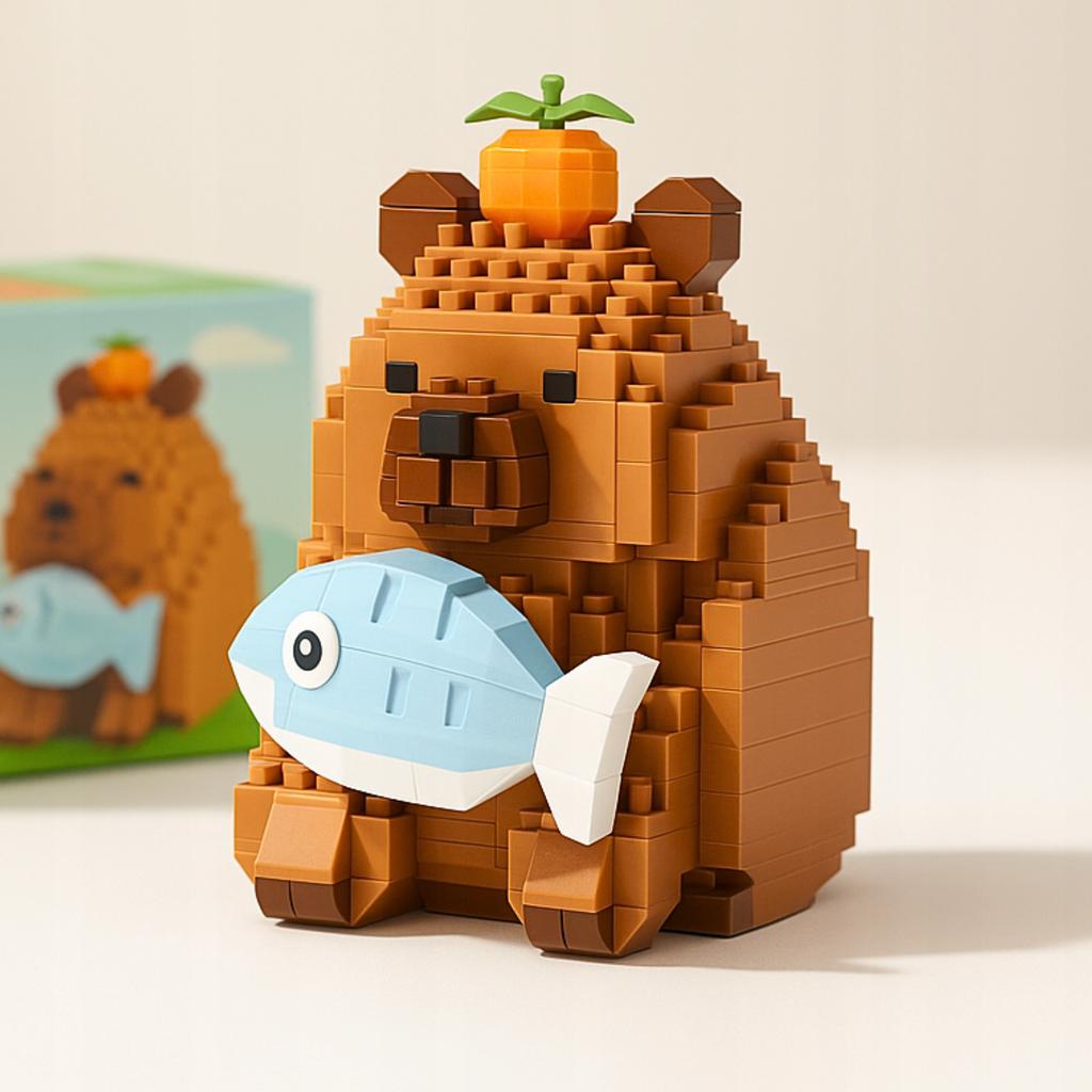 Capybara Construction Blocks Capybara Fish Apple Block Set Figure