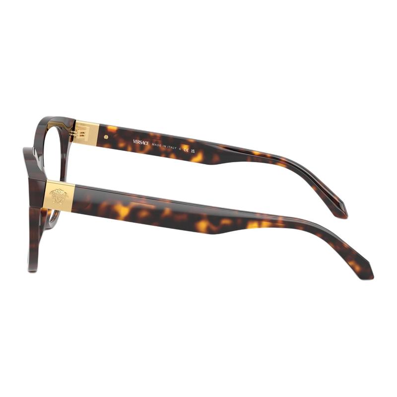 Versace Brand logo design, plate, square, optical glasses, same style for men and women, tortoiseshell color 0VE3384F-108-Tortoiseshell 53
