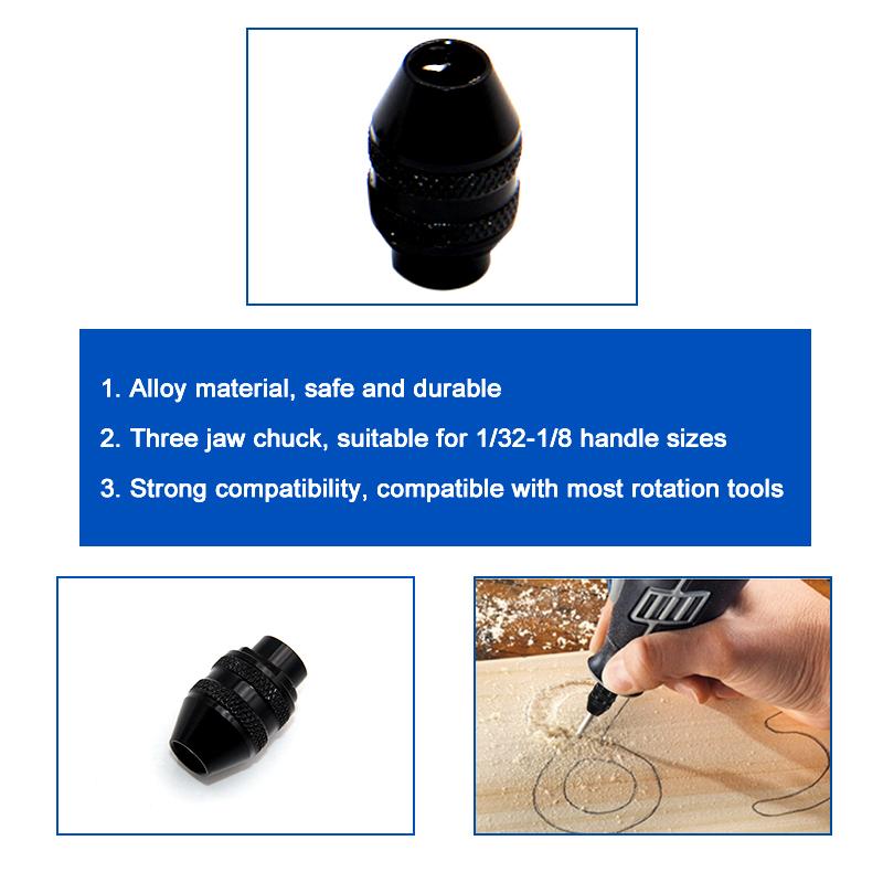 16pc Drill Chuck Nut Set 0.5-3.2mm Mini Brass Chuck Silver/black Nut Electric Grinding Tool Accessories