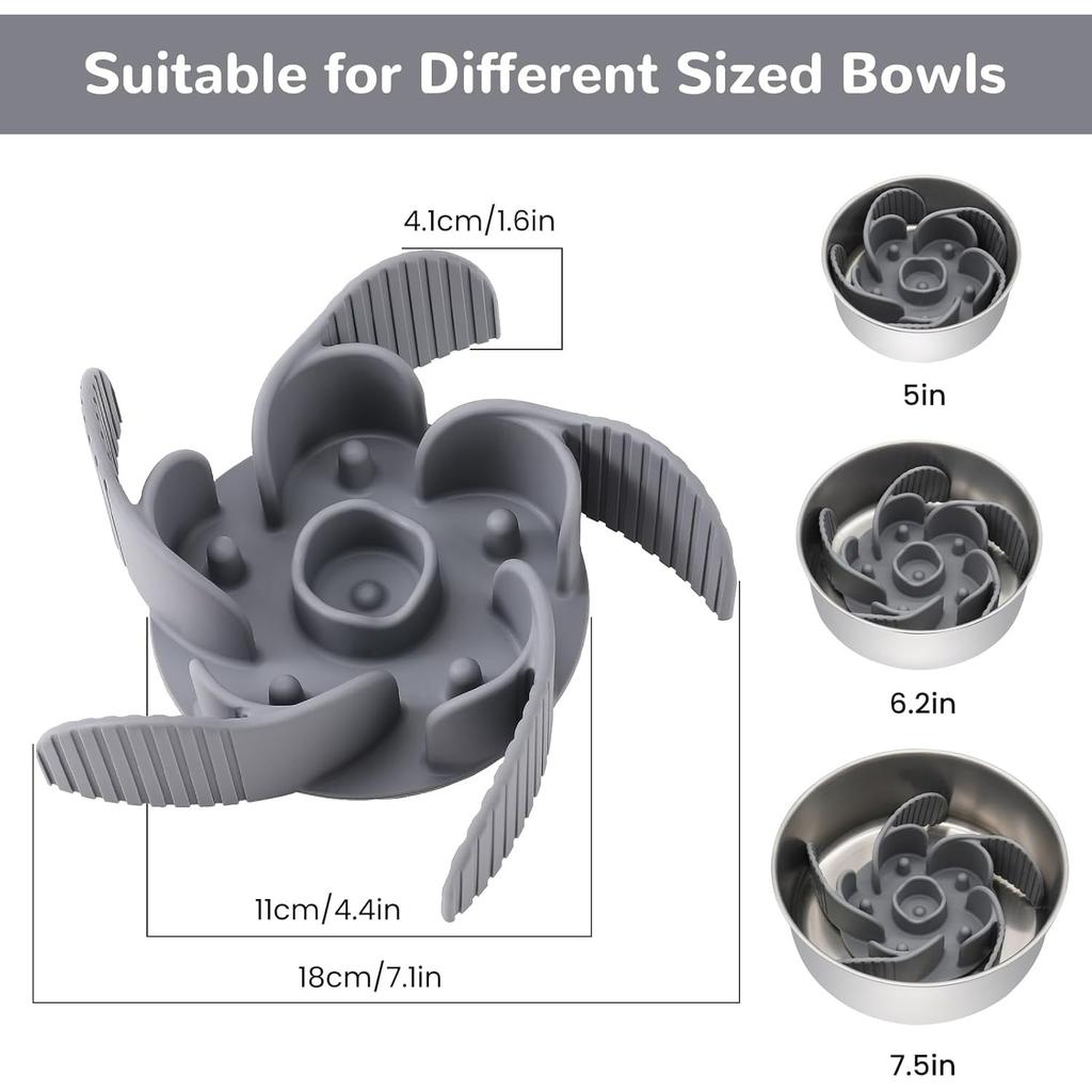Slow Feeder Dog Bowl Insert with Suction Cups Dog Anti-Choking Slow Eating Feeder Insert for Medium Breed Large Sized Dog, Fit into Basic Bowls