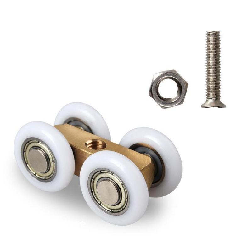 2Pcs Universal Shower Glass Door Rollers Corrosion Resistant Four Wheel Hanging Pulley Roller for Bathroom Doors