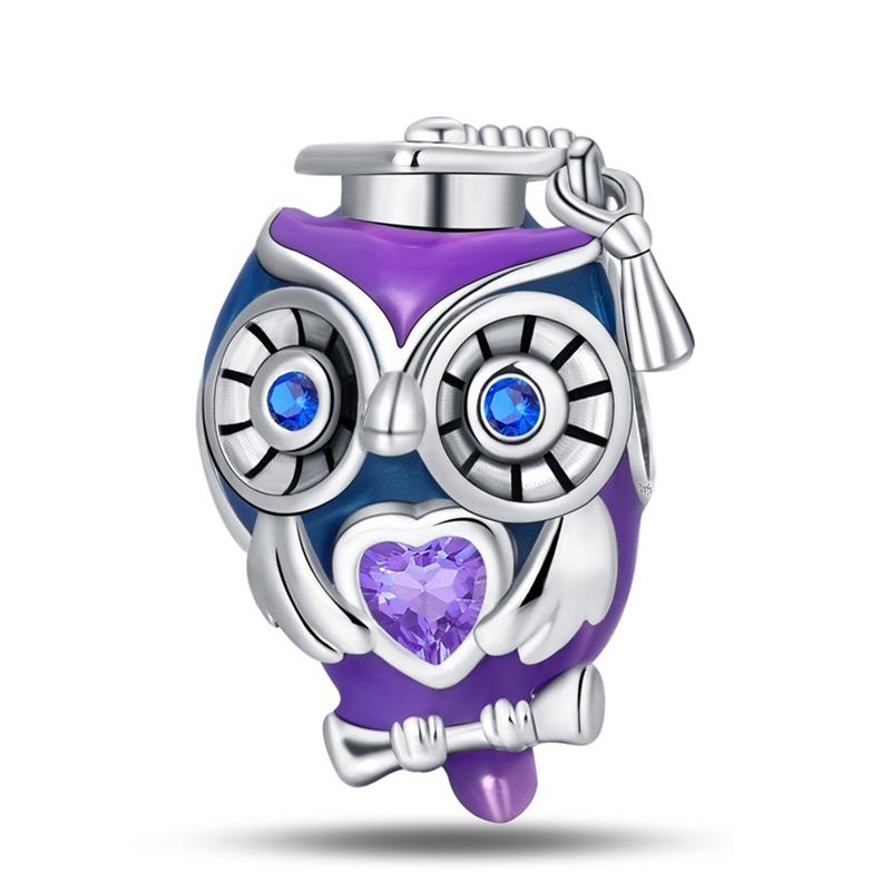 925 Silver Charms Bachelor's Cap Graduate Beads Pendant Fit Original Bracelet DIY Bead Gift For Graduation Ceremony