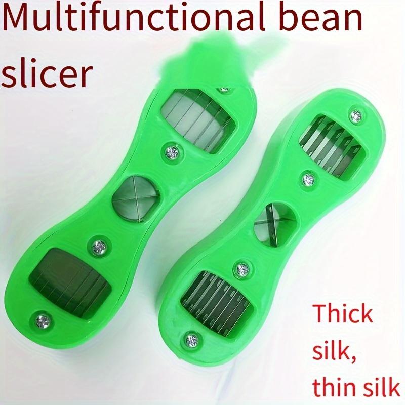 Green Bean Slicer Portable Manual Vegetable Slicer 10.5cm Long Non Toxic Plastic for Household Cooking