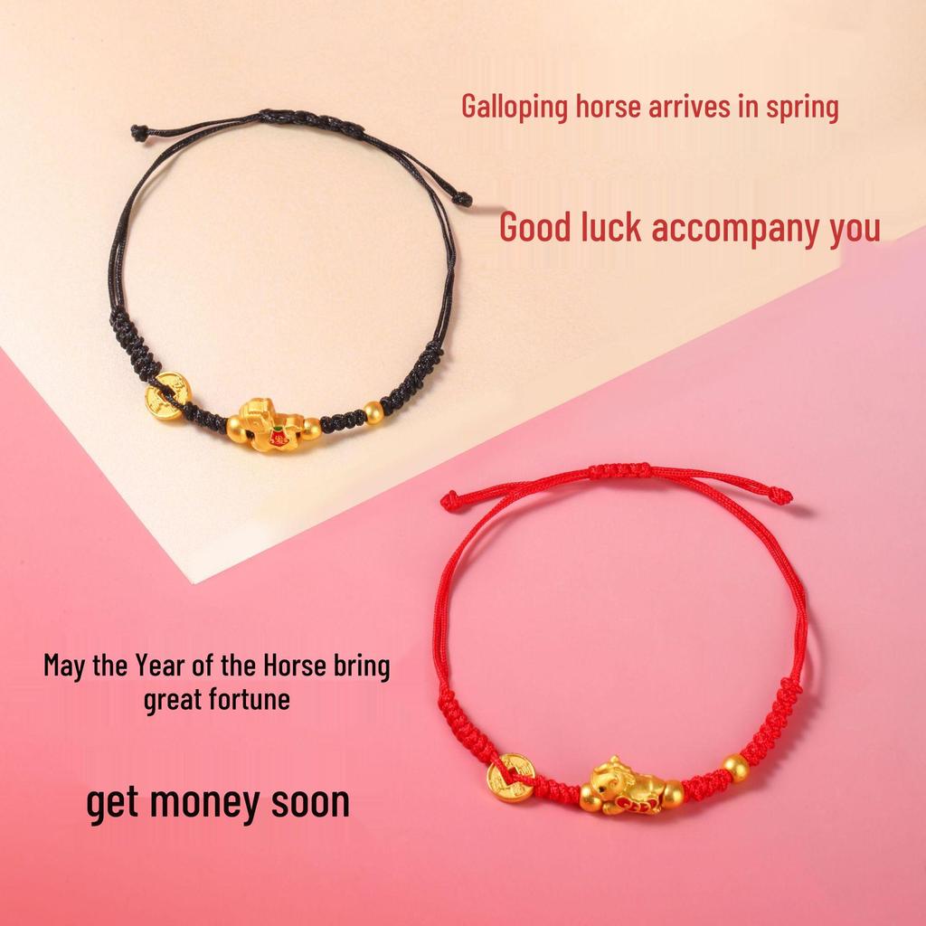 2026 Zodiac Horse Red Rope Bracelet: Benmingnian Hand-Woven Ethnic-Style for Good Fortune