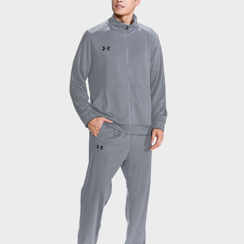 Under Armour Logo Knitted Jacket And Jogger Pants Casual Sports Set Men Sets Gray 23600304-014+23600704-014