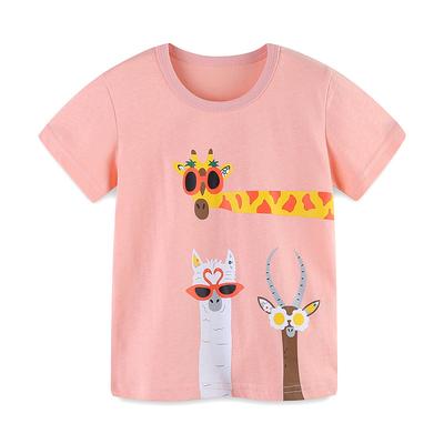 Summer New Girls T-Shirt Kids Animal Cartoon Print Sweatshirt Kids Crew Neck Short Sleeve Top