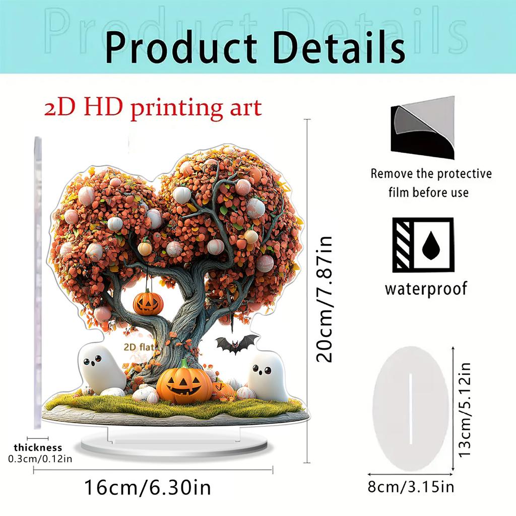 2D Acrylic Halloween Scary Pumpkin Ghost Tree Home Living Room Desktop Ornaments Halloween Holiday Decoration Props