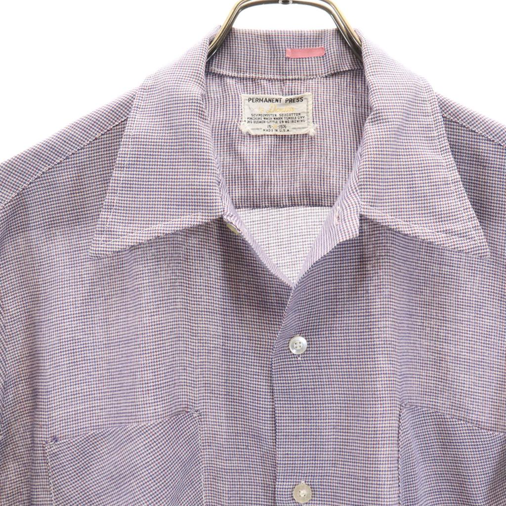 70s Made in USA Vintage Check Pattern Short sleeve shirt permanent press Men's Used
