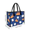 Cute Camping Print Canvas Tote Bag Large Capacity Portable Daily Handbag for Outdoor Shopping Travel Use