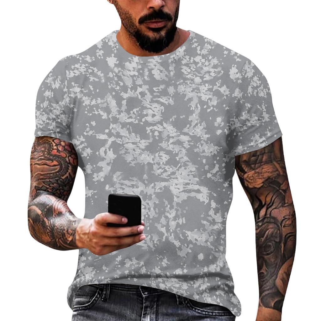 Herren Lockere Passform Lässiges Kurzarm-T-Shirt Leicht Atmungsaktiv Rundhalsausschnitt Bedrucktes T-Shirt für den Alltag
