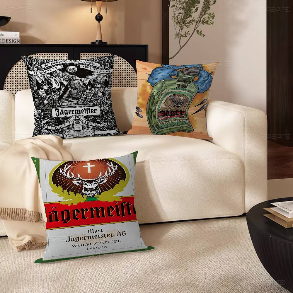 Classic Jagermeister Tin Sign Bar Pub Cushion Cover Decorative Pillow Sofa Home Decor Case Pillow Cases