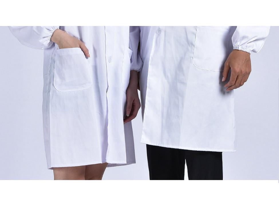 Women's Long-Sleeved White Lab Coat for Medical, Nursing, and Laboratory Use