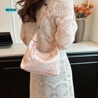 Crossbody Bag Embroidered Chinese Style Handbag Canvas Adjustable Pea Purses Zipper Luxury Cheongsam Bag Shopping