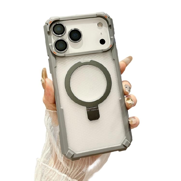 Drop Resistant Magnetic Stand Phone Case Anti Fingerprint Reinforced Corner Guard For Smartphone Drop Protective Tactile Button серый