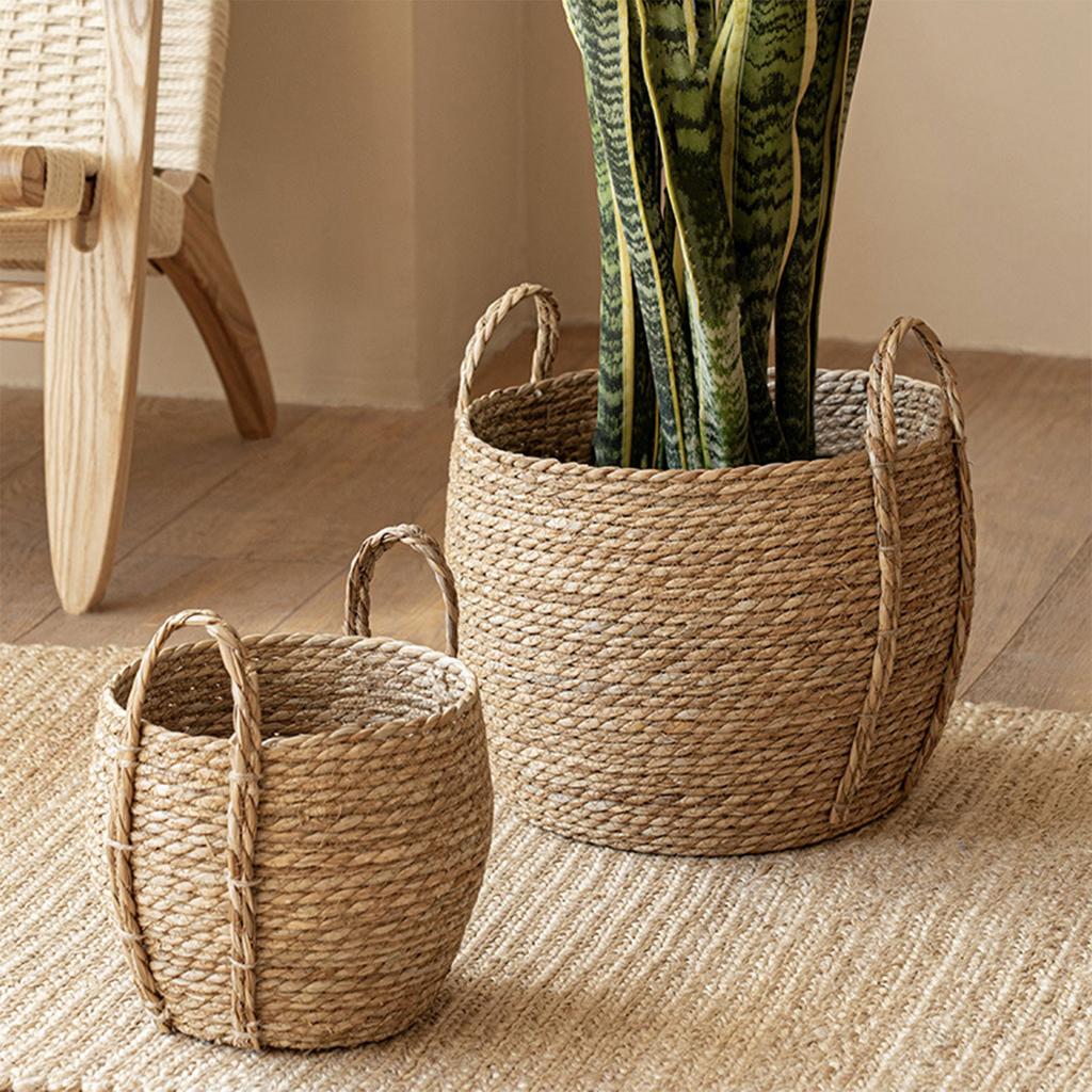 Lightweight DurableRattan Grass Woven Floor Vase Pot Flower Basket Rack for Balconies HomesOffice Living Room Decoration