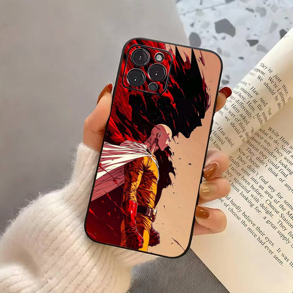 O-One P-Punch Man-OPM Phone Case For iPhone 17, 16,15,14,13,12,11 Plus,Pro Max, Others Soft Black Cover