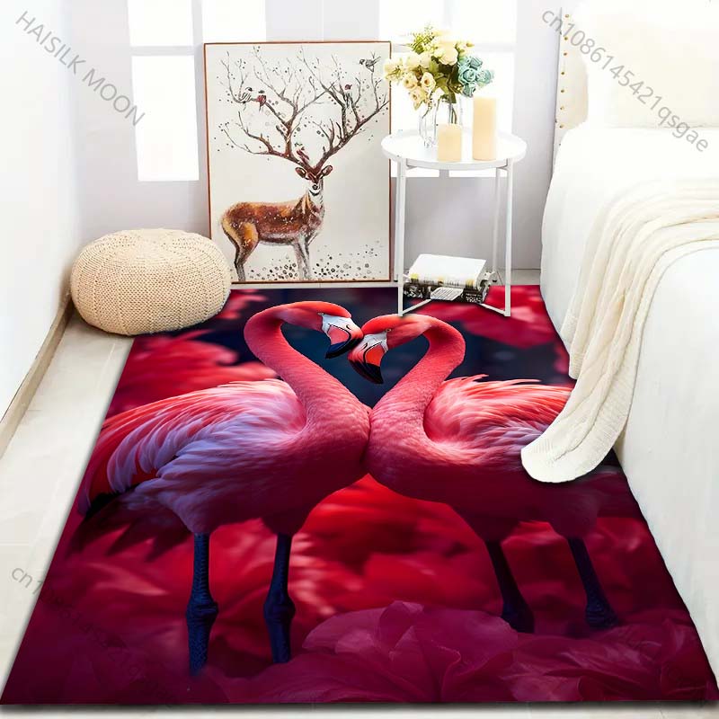 1PC Elegant Flamingo Print Carpet for Living Room Bedroom Sofa Doormat Home Decor Area Rugged Non-slip Floor Mat Large Size