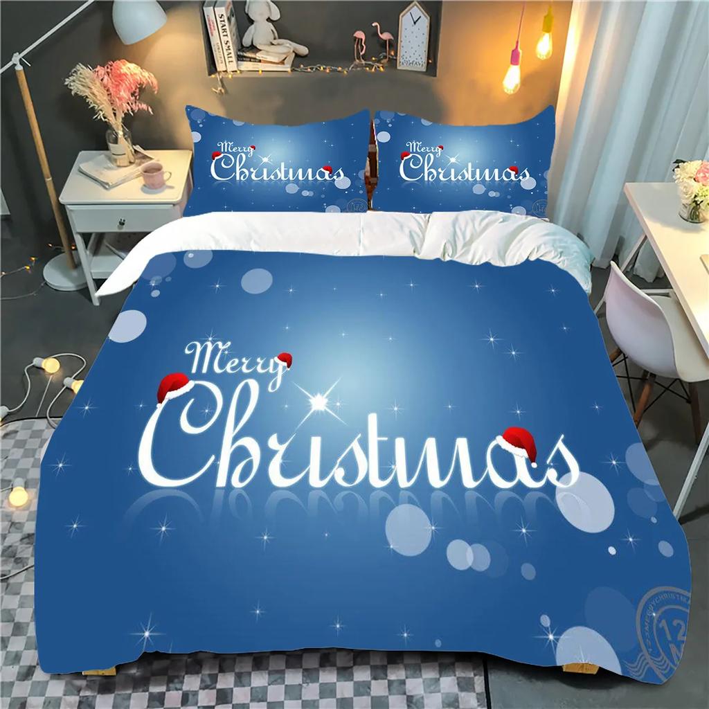 Merry Christmas Bedding Sets 3Pcs Duvet Cover Set Fashion Pattern Comforter Duvet Cover Pillowcase Home Textiles Kids Gifts