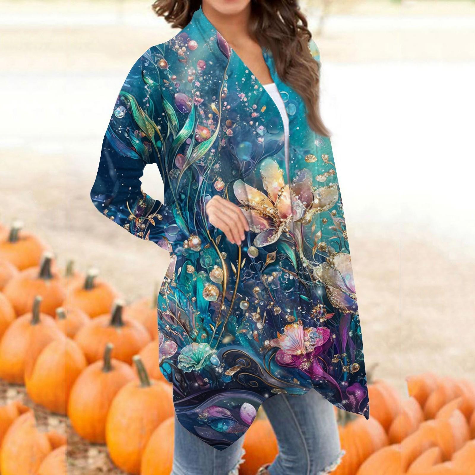 

Женский модный повседневный кардиган средней длины с ретро-принтом XL