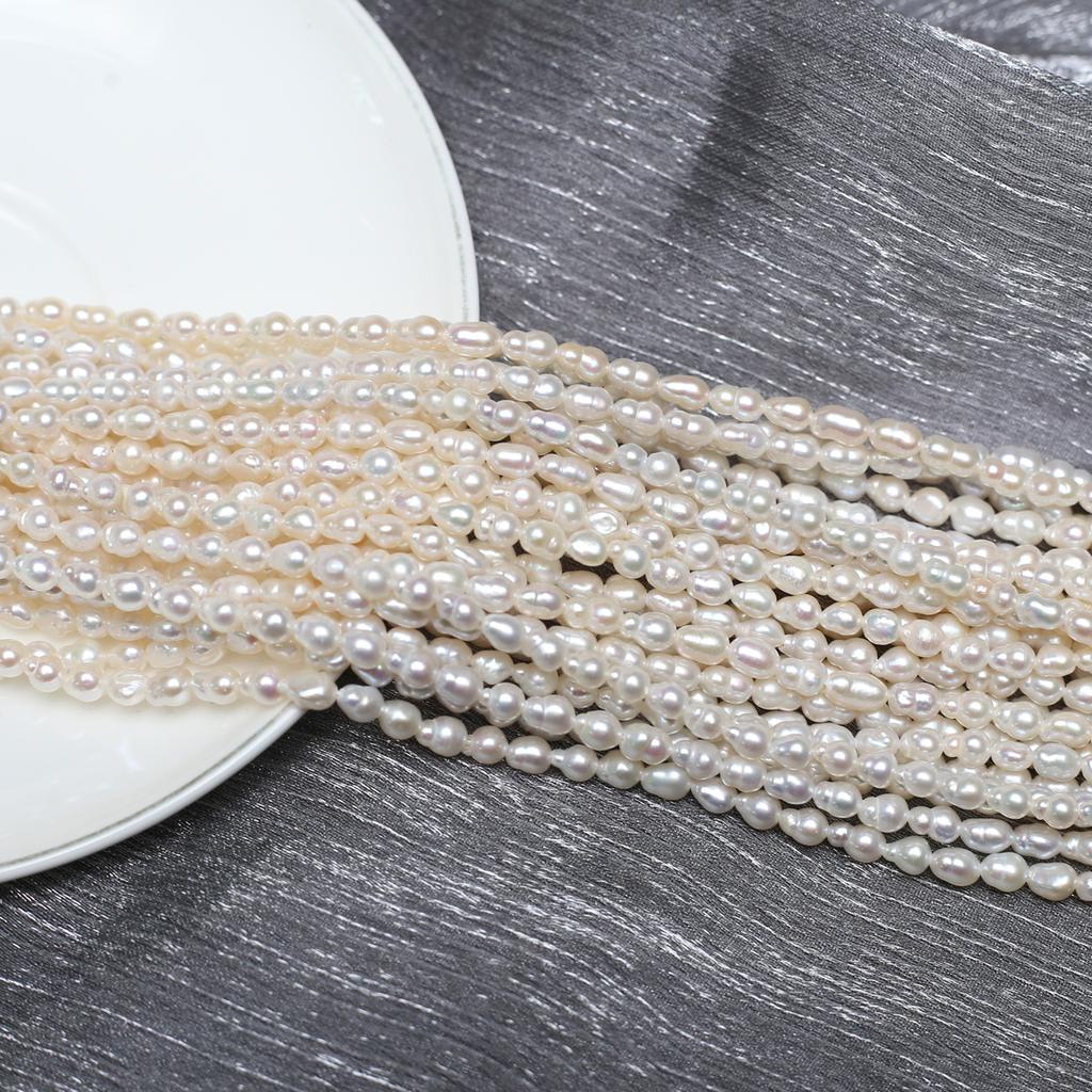 1String, Elegant White Natural Freshwater Pearls Beads for Jewelry Making DIY Necklaces, Bracelets Crafts (Beads 3-4mm, Length 36cm)