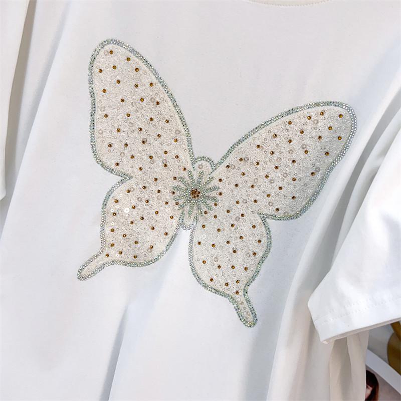 Round Neck Plus Size Mid-Length Loose Short-Sleeve Women's T-Shirt (200/300/350 Jin)