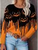 Fashion Women's T shirt Tee Ombre Print Halloween Casual Holiday Fashion Long Sleeve T-shirt O-Neck Yellow Sweatshirt Pullover