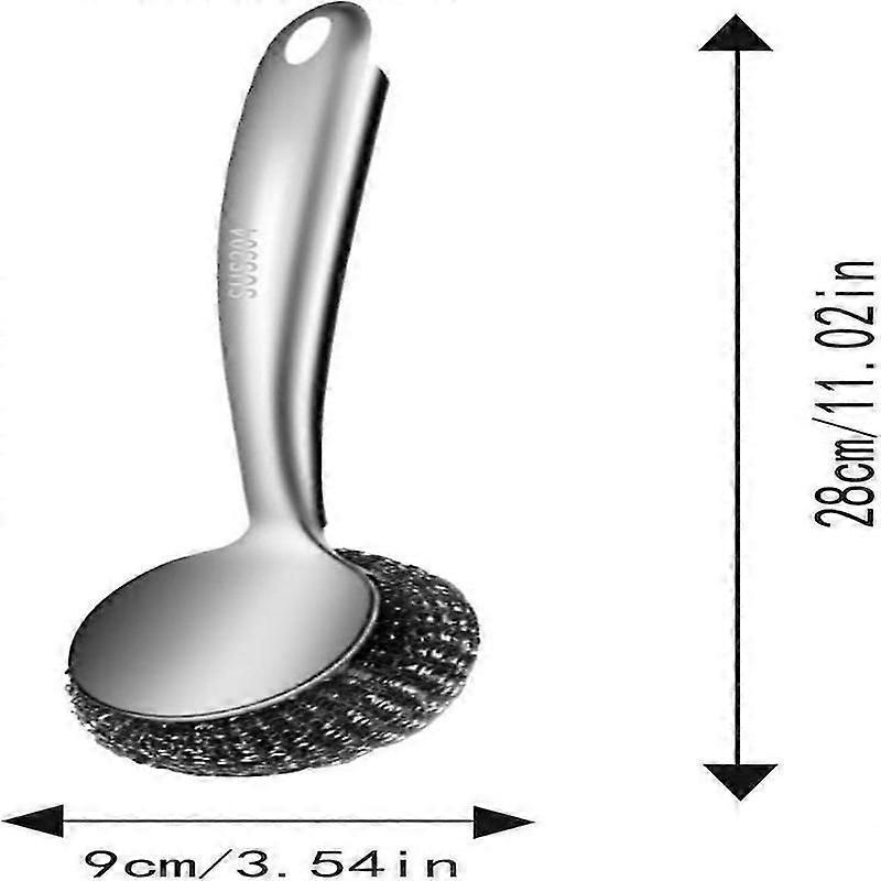 Pot Brush with Long Handle Stainless Steel for Cleaning