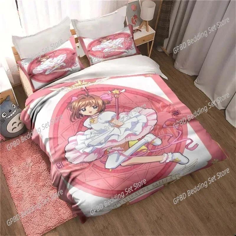 Comforter Anime Cardcaptor Sakura Bedding Set 3D Printed Suitable For Bedroom Kids Home Textile