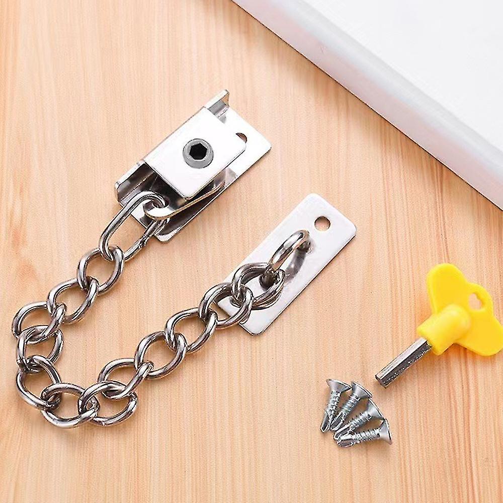 Stainless Steel Window Chain Lock,guard Door Restrictor Child Window Safety Security Chain Lock