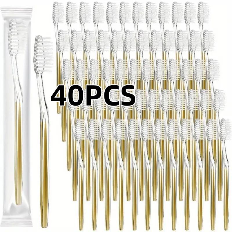 

40/60 шт. Золотые Премиальные Одноразовые Зубные Щетки, Средне-мягкая Щетина, Нейлоновые Мануальные Зубные Щетки, Индивидуальная Упаковка, для Путешествий и Отелей