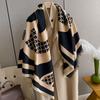 Camellia Scarf Women'S Style Imitation Cashmere Square Scarf Thickened Air-Conditioned Room Warm Shawl Cape