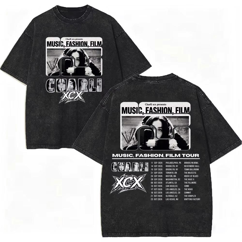 Summer New Singer Charli Xcx T-shirt Music Fashion Film Tour 2026 Graphic T Shirts Men Women Hip Hop Punk T-shirt Streetwear Oversized Tshirt