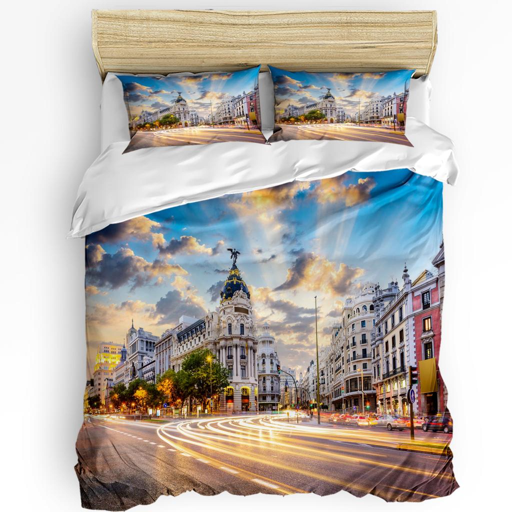 Red Telephone Booth On The English Street 3pcs Bedding Set For Double Bed Home Textile Duvet Cover Quilt Cover Pillowcase