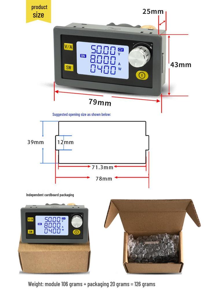 XinYi XY5008E CNC Adjustable DC Power Supply, 50V 8A 400W, Constant Voltage/Current, Step-Down Module