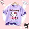 2026 Hello Kitty Summer Tshirt  Cotton ShortSleeved Girls Sportswear with Cartoon Print for Children Aged 112 Years Old