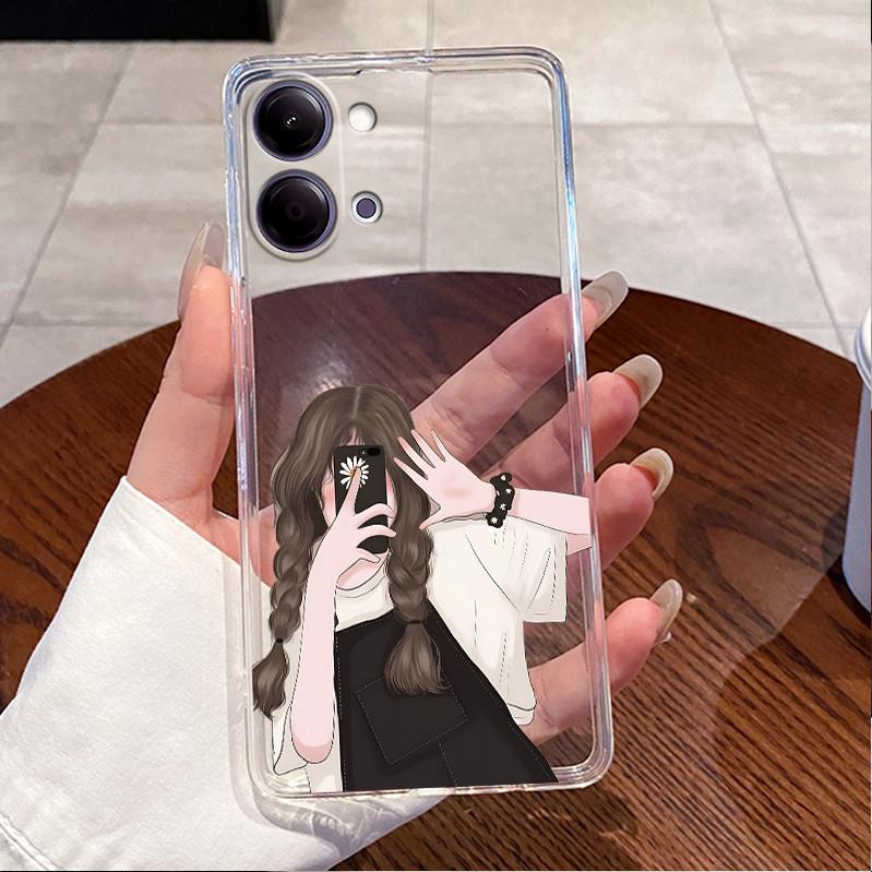 For Vivo Y11 5G V2575 Case Vivo Y21 5G V2553 Phone Case Clear Luxury Cute Love Heart Rabbit Funny TPU Soft Silicone Back Cover