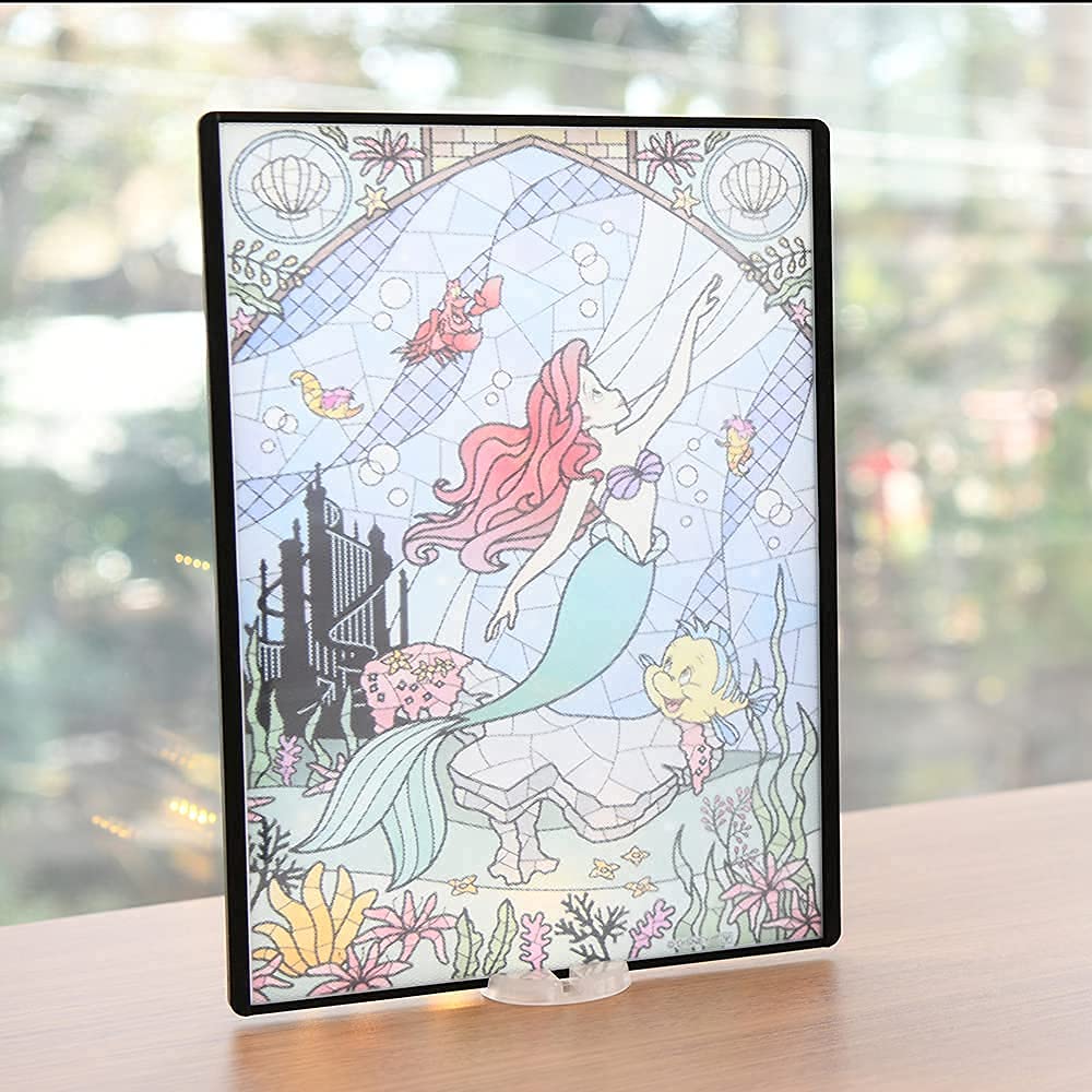 Yaxell Disney Little Mermaid Made In Japan with Stand Stained Glass Style 263 X 185mm